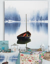 Empty Boat On Blue Lake - Lake House Canvas Wall Art