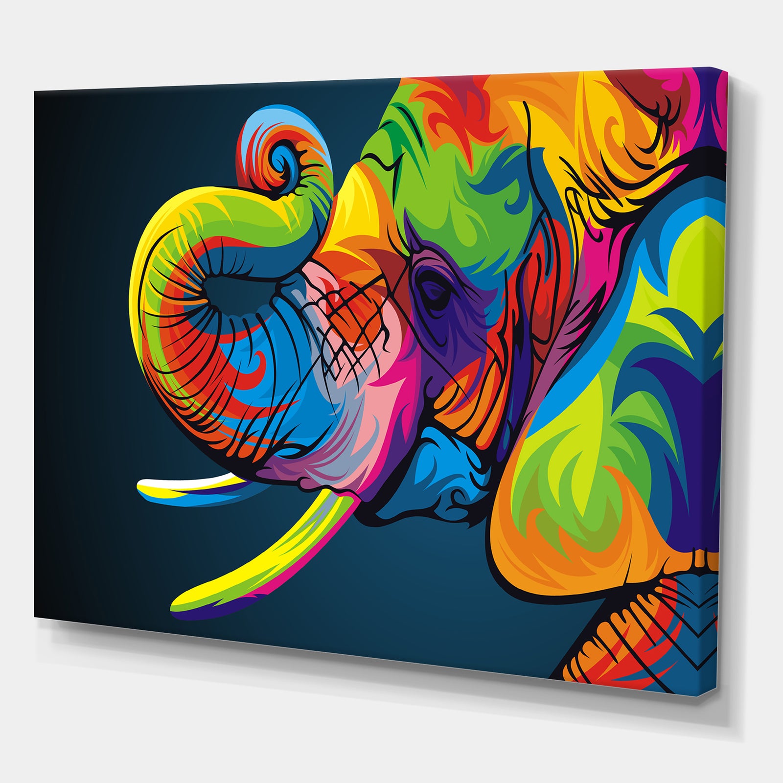 The Happy Rainbow Elephant - Modern & Contemporary Canvas Art Print