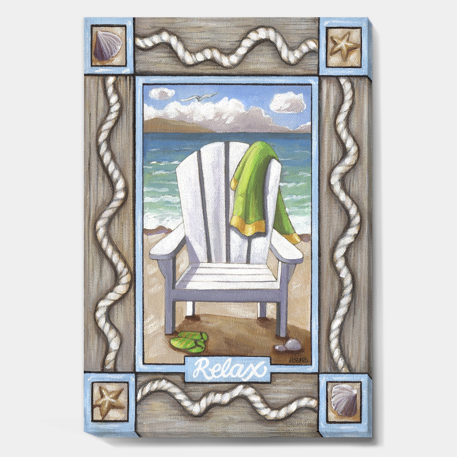 Beach Chair Relax - Nautical & Coastal Premium Canvas Wall Art