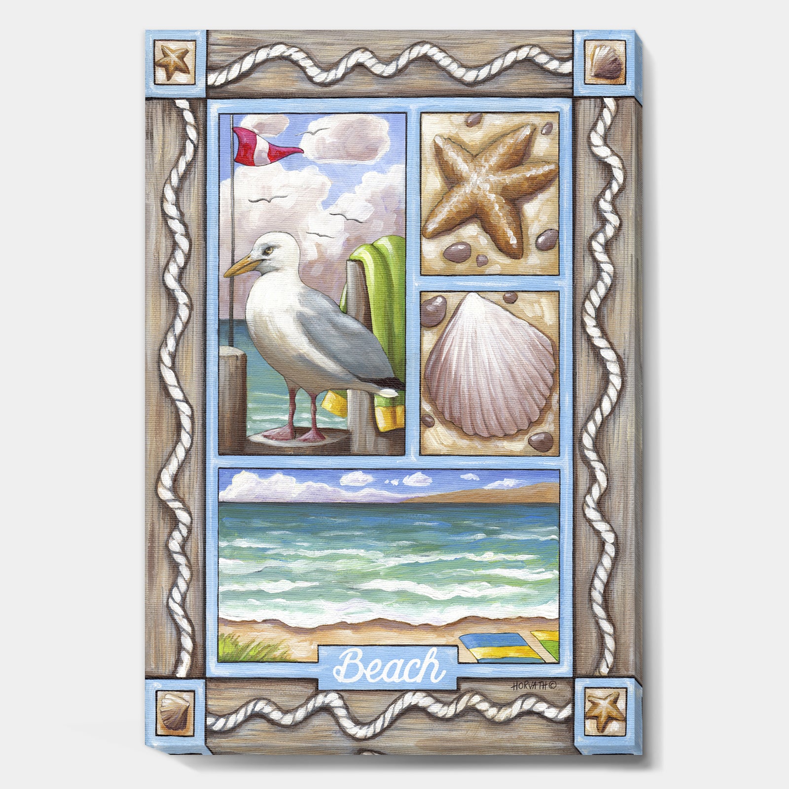 Beach Seagull - Nautical & Coastal Canvas Wall Art