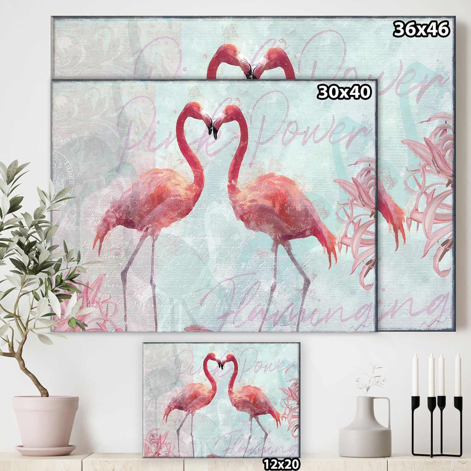 Flamingo Power - Cottage Premium Canvas Wall Art