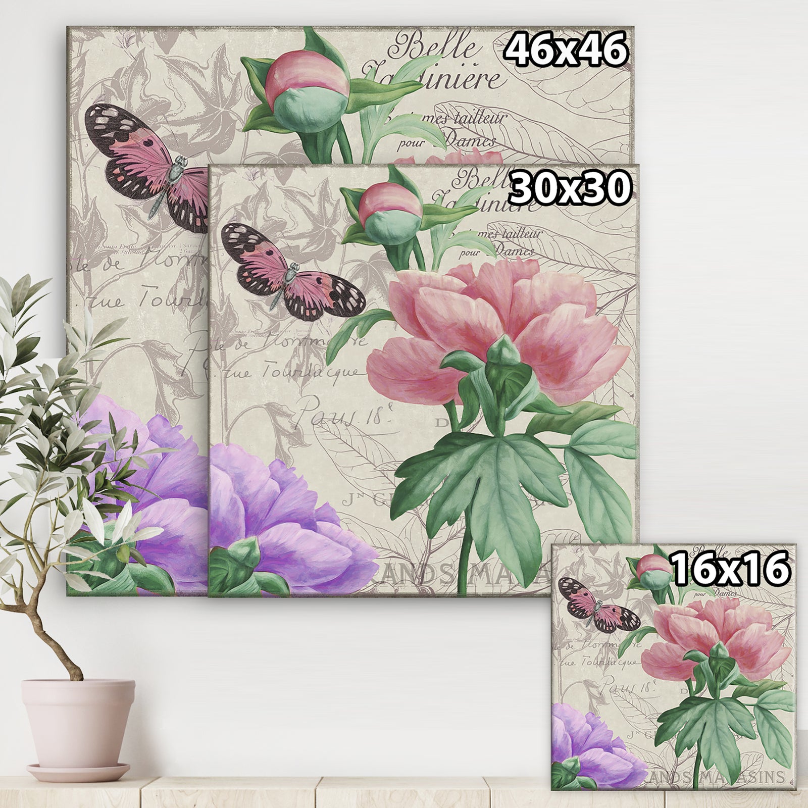 Vintage Flowers II - Cottage Canvas Wall Art