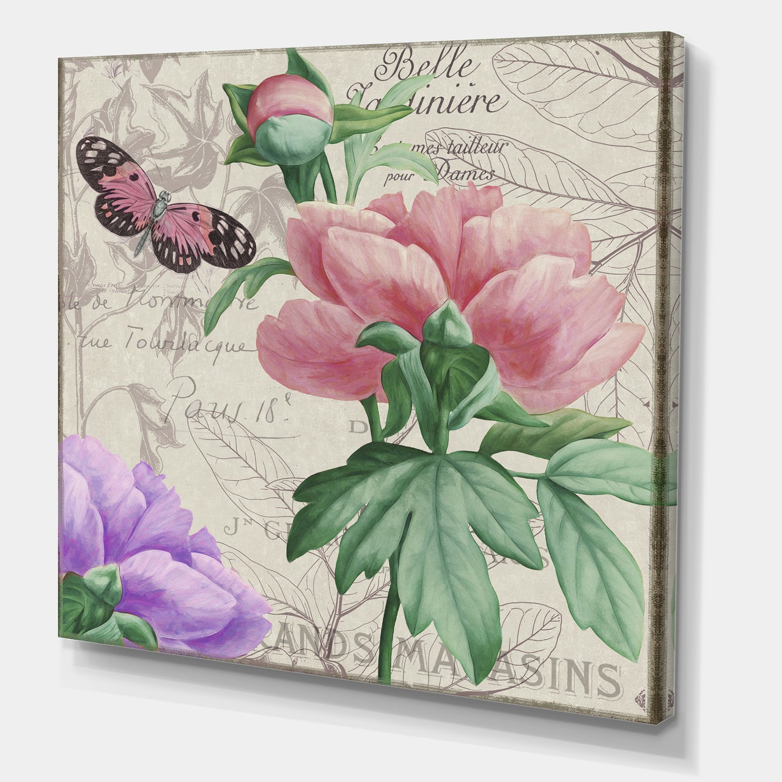 Vintage Flowers II - Cottage Canvas Wall Art
