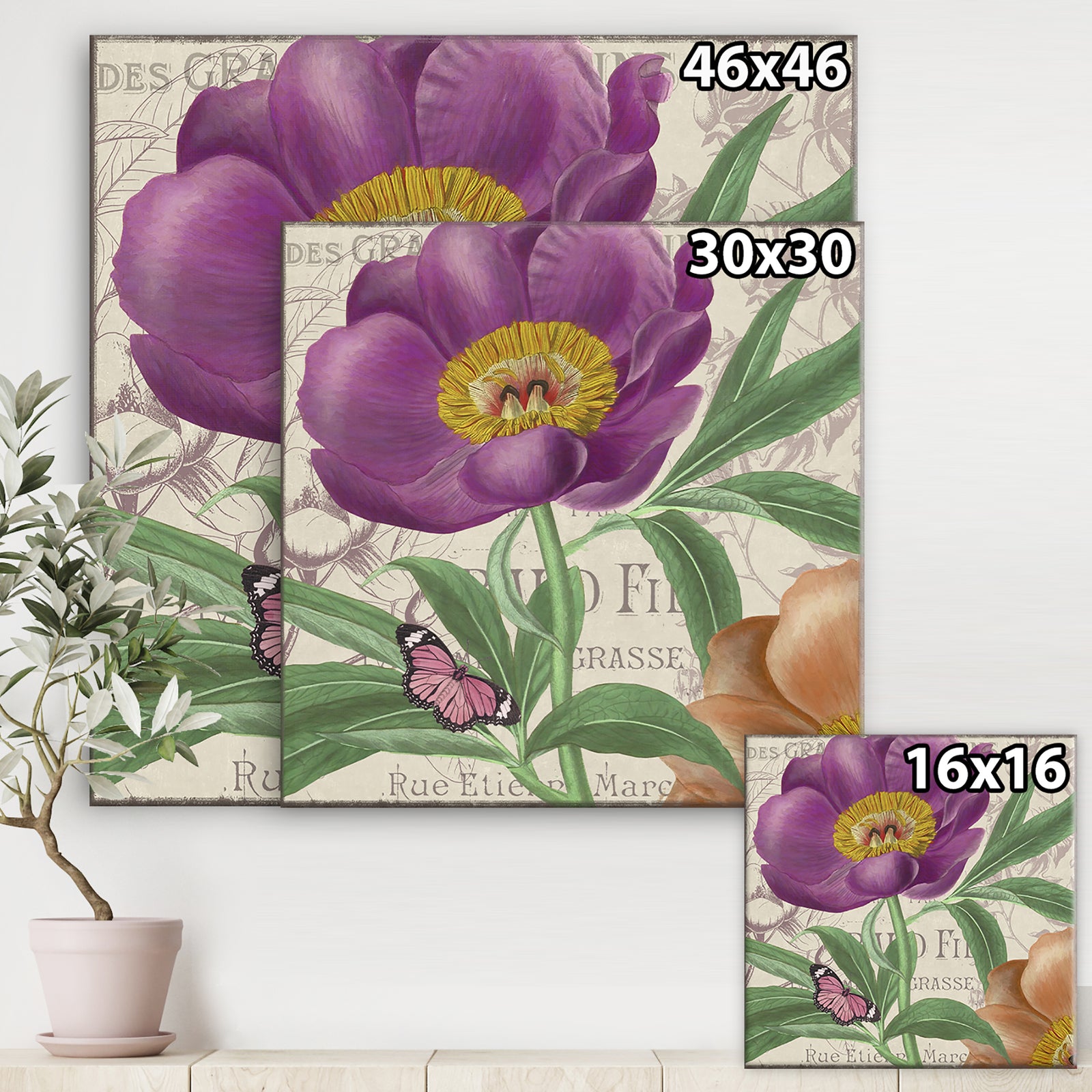 Vintage Flowers IV - Cottage Gallery-wrapped Canvas