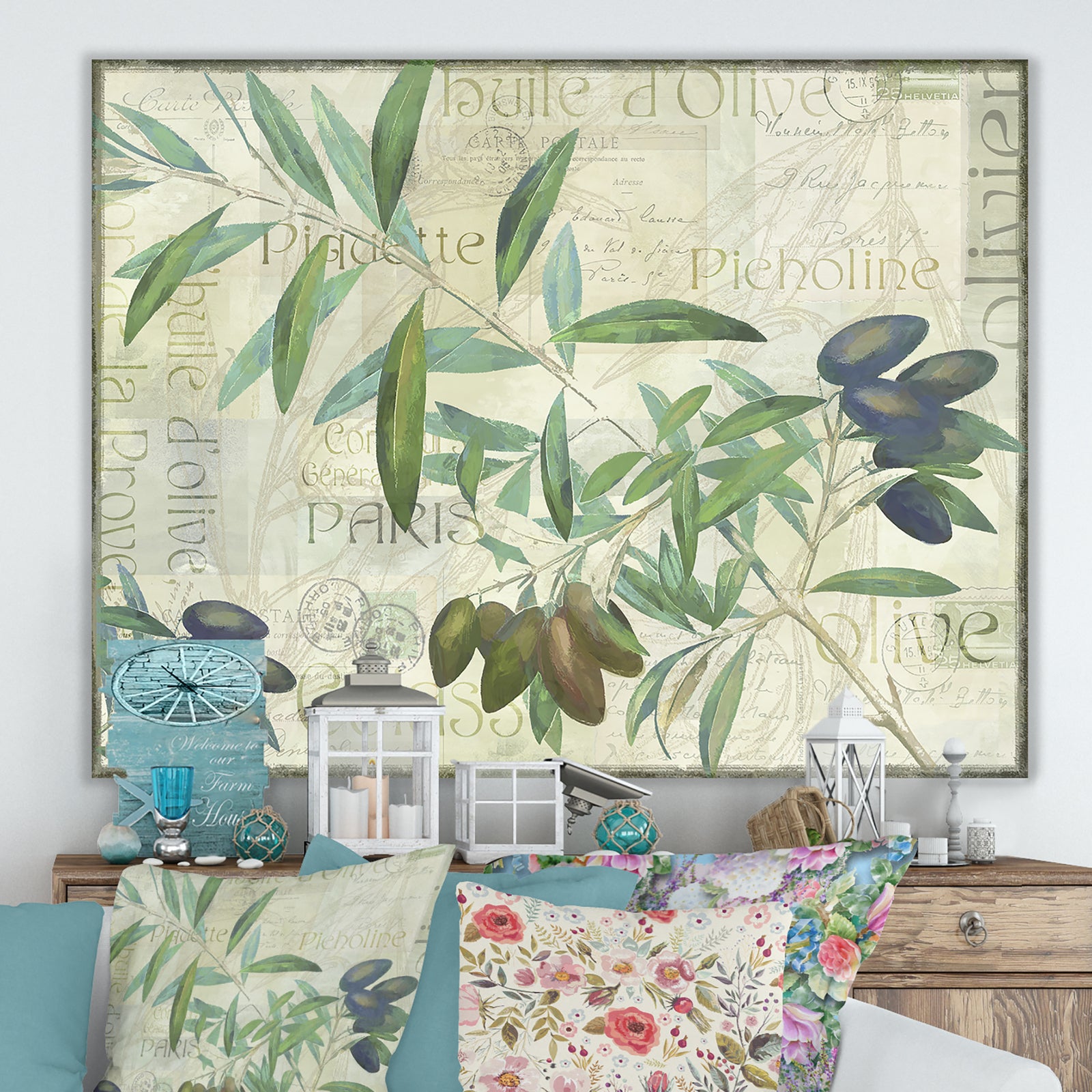 Olives Picholines - Cottage Canvas Wall Art