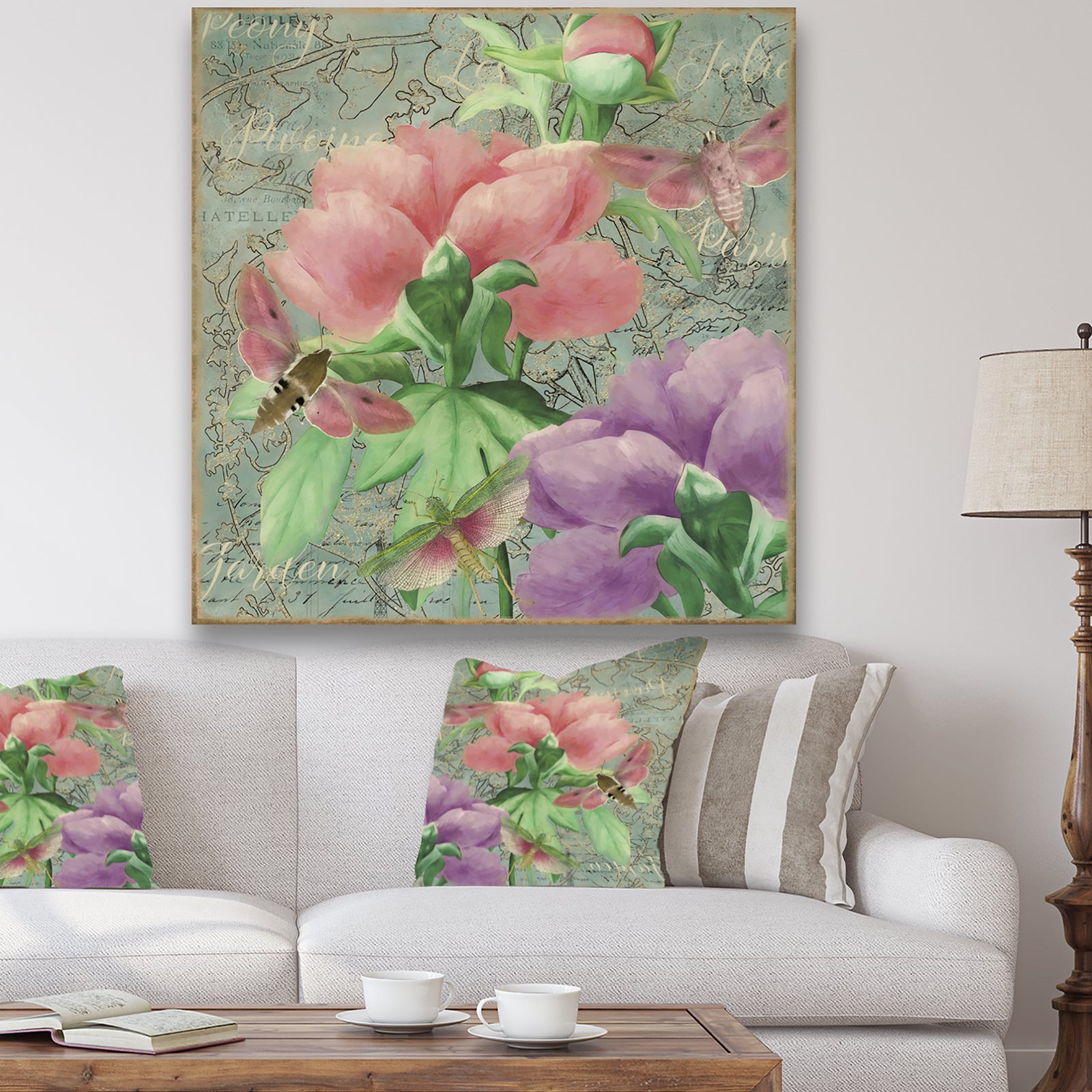 Pink Peonies - Cottage Canvas Art Print