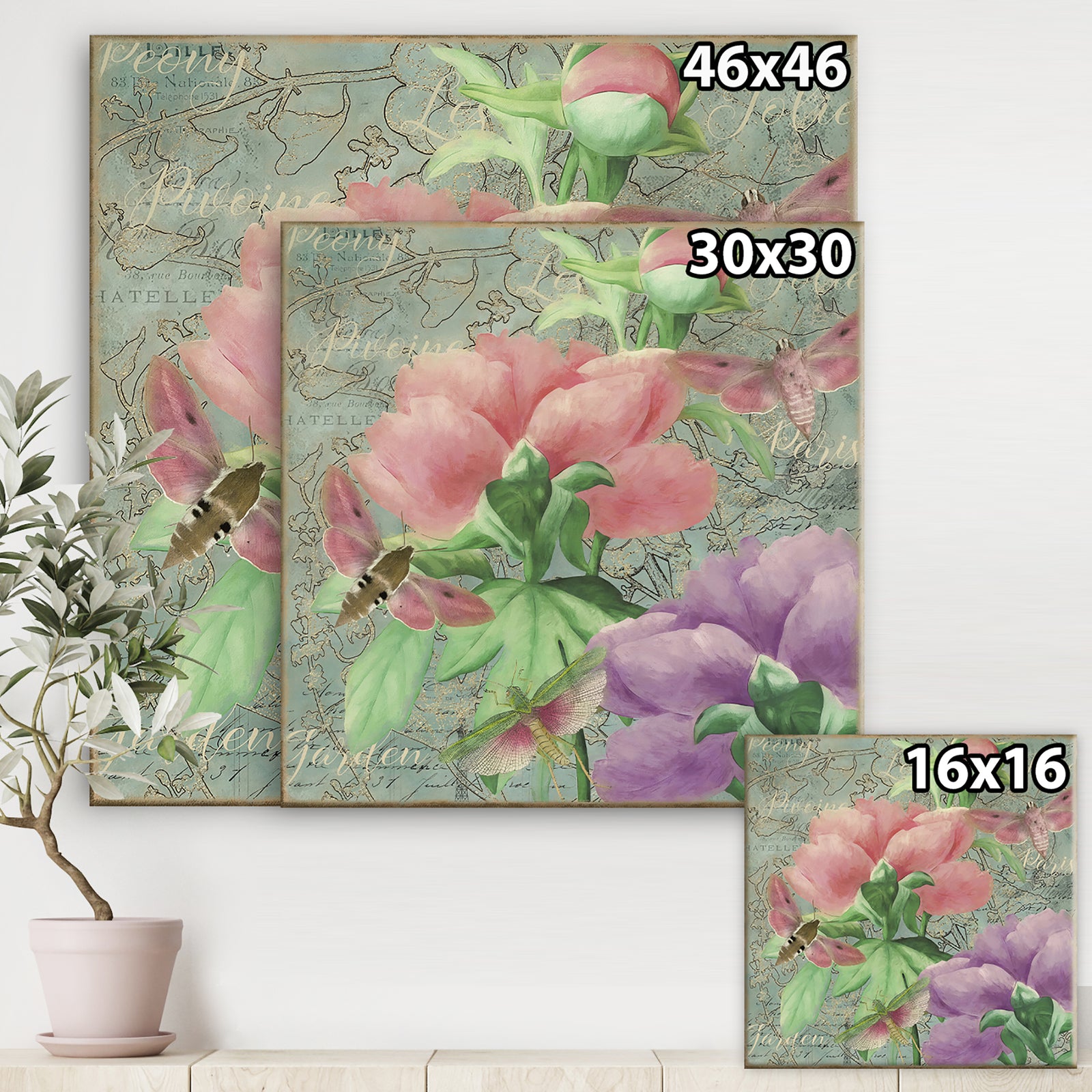 Pink Peonies - Cottage Canvas Art Print