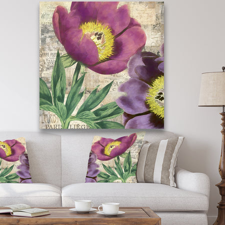 Purple Peonies - Cottage Gallery-wrapped Canvas