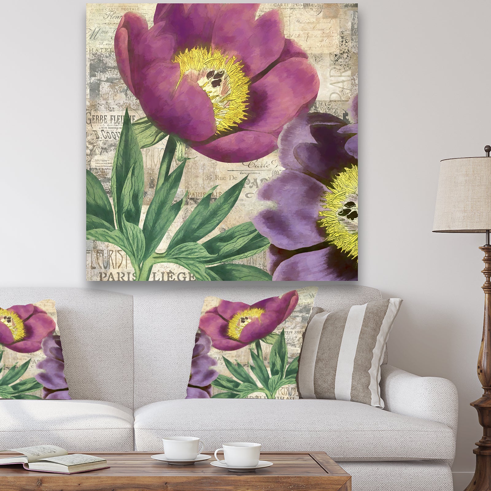 Purple Peonies - Cottage Gallery-wrapped Canvas