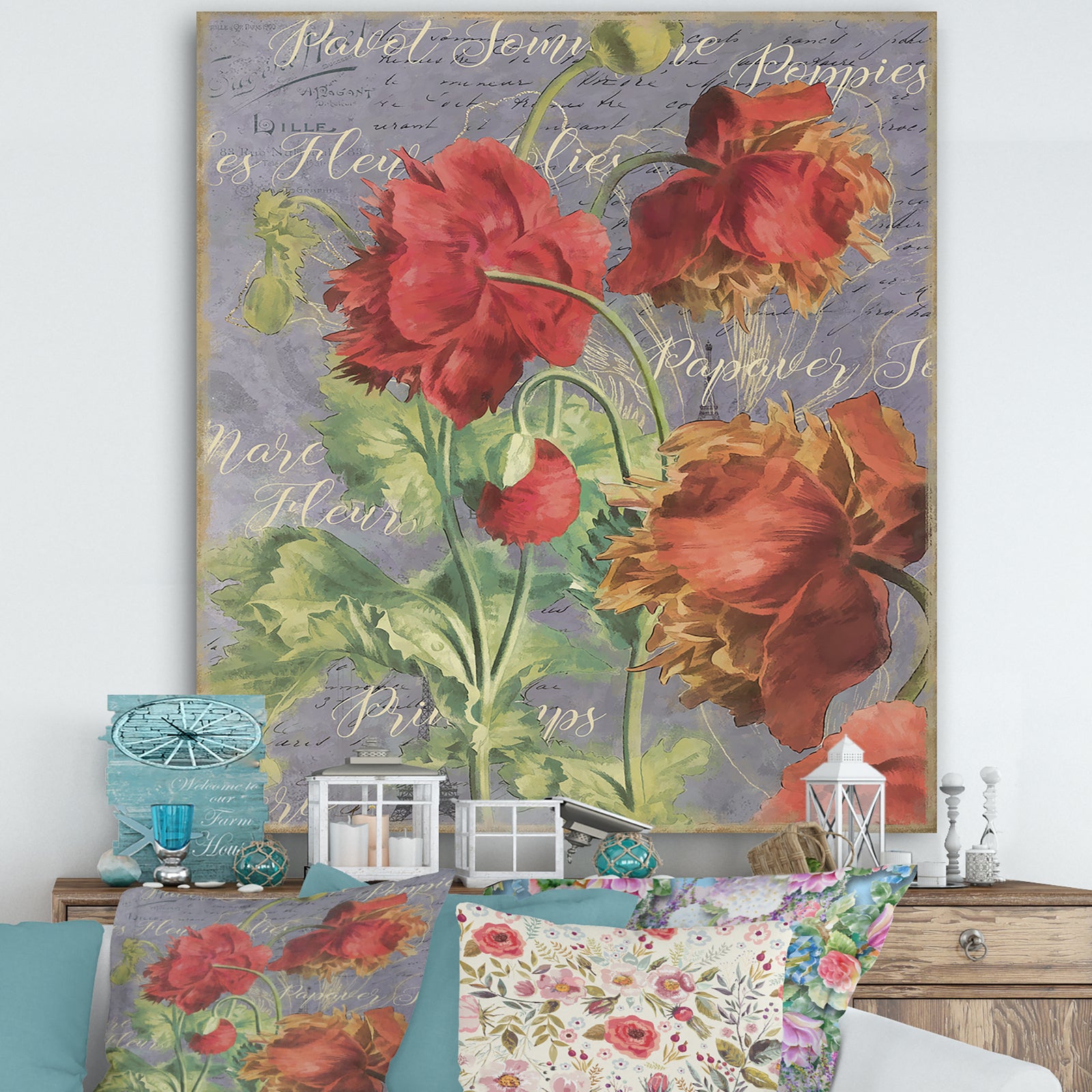 Red Poppies - Cottage Canvas Artwork