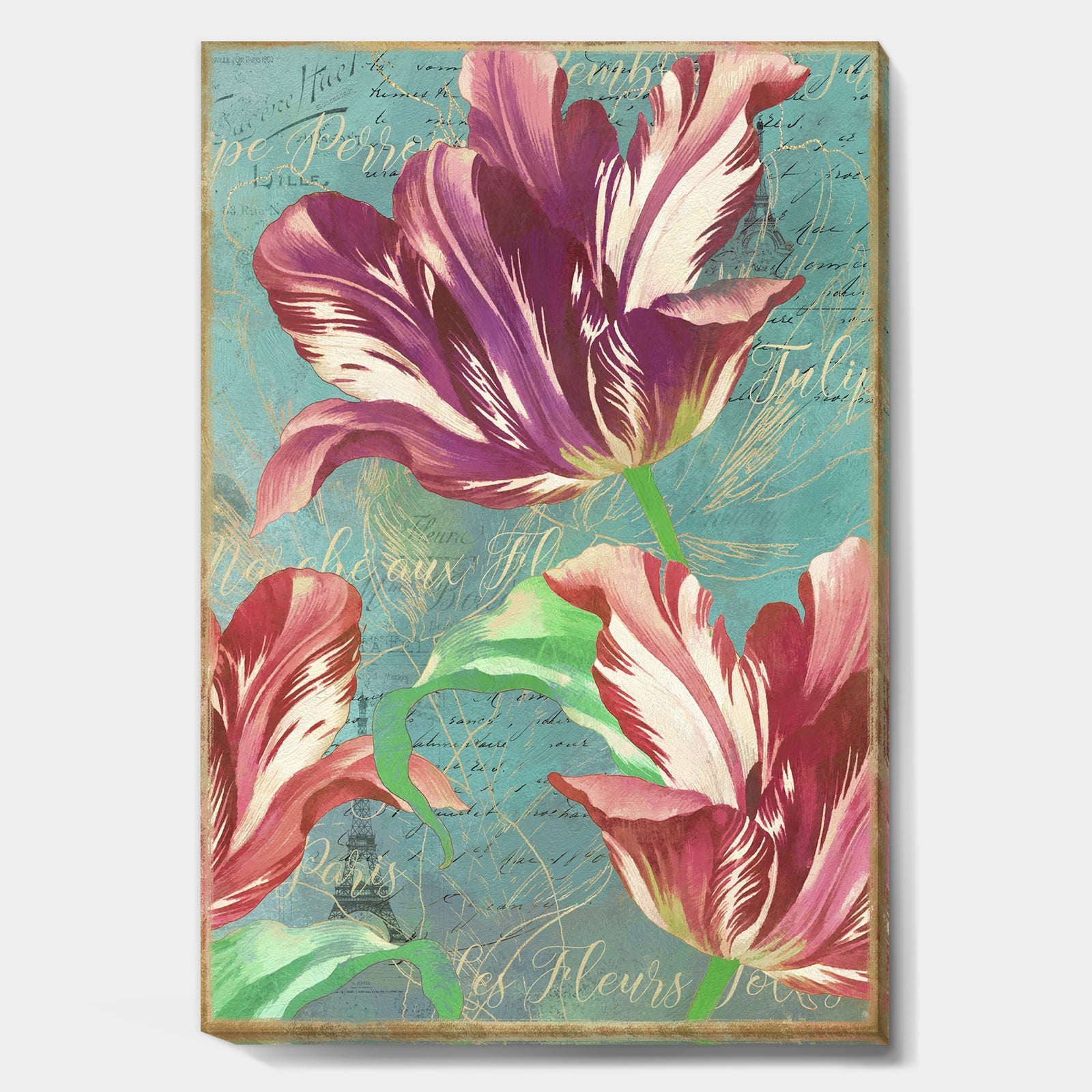 Vintage Tulips in Paris - Cottage Premium Canvas Wall Art