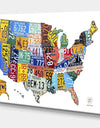 License Plate Map USA - Cottage Canvas Art Print