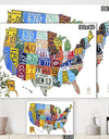 License Plate Map USA - Cottage Canvas Art Print