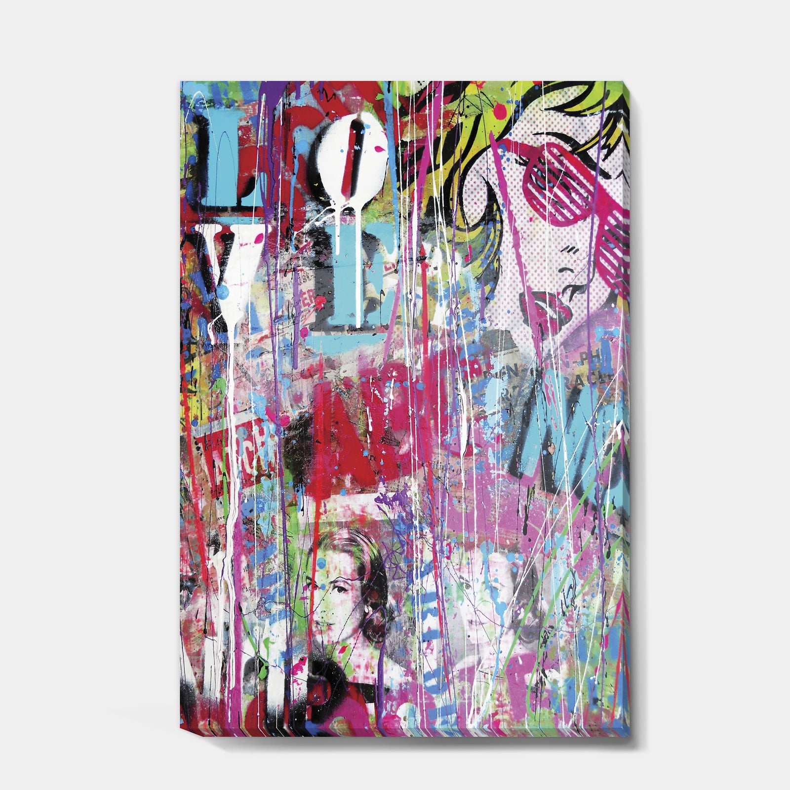 Old Style Newspaper Street Art Collage II - Modern & Contemporary Premium Canvas Wall Art