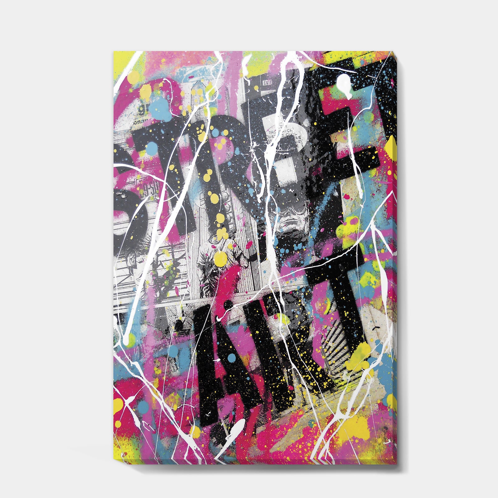 Old Style Newspaper Street Art Collage V - Modern & Contemporary Gallery-wrapped Canvas