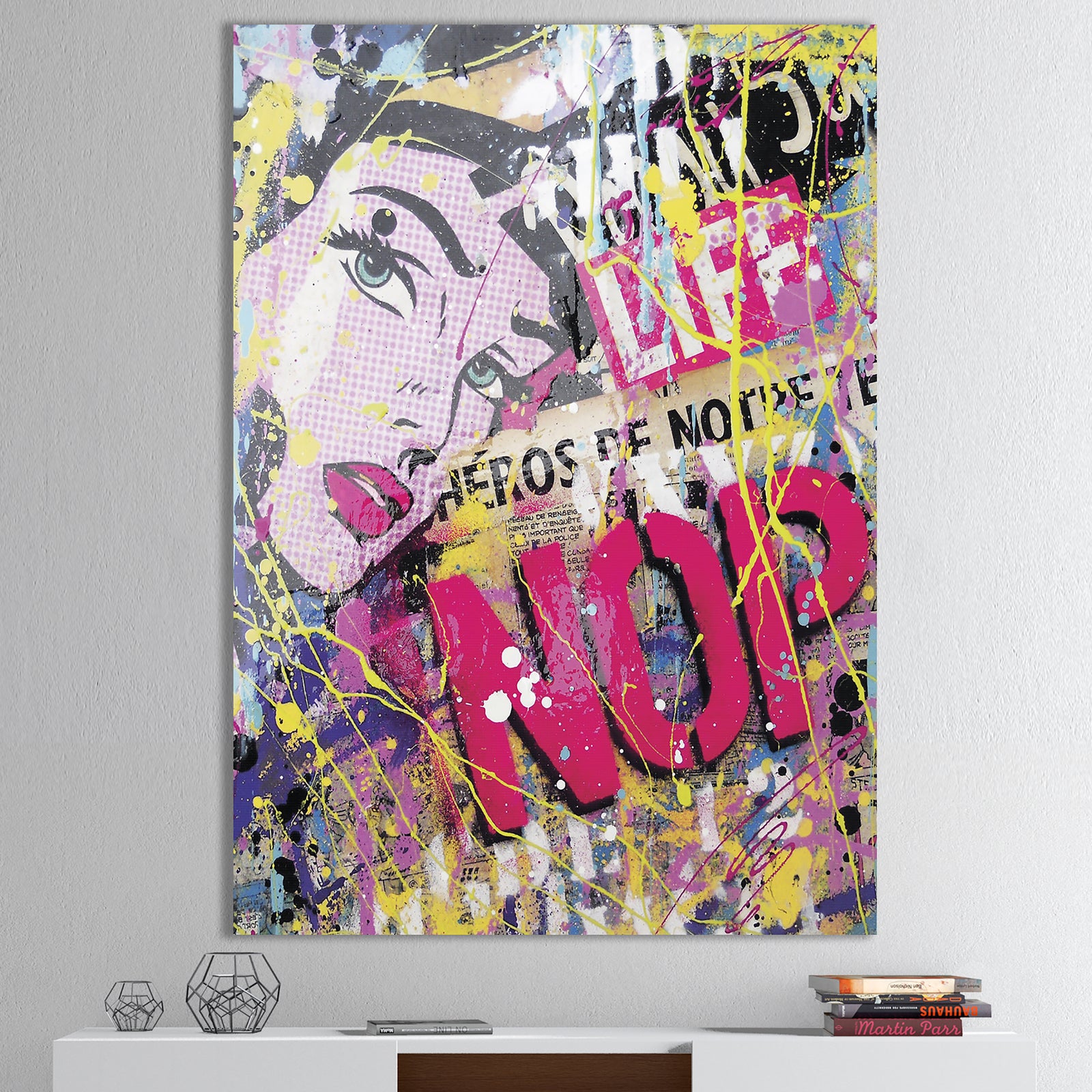 Old Style Newspaper Street Art Collage VI - Modern & Contemporary Canvas Artwork