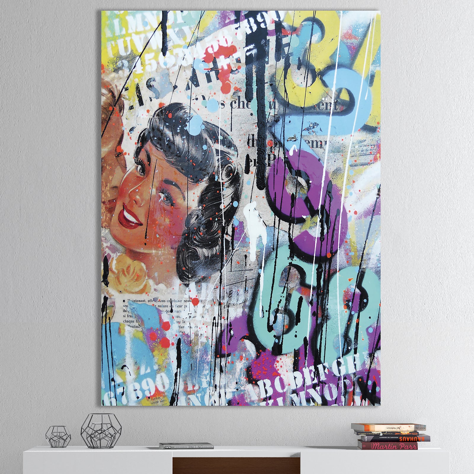 Old Style Newspaper Street Art Collage VII - Modern & Contemporary Canvas Wall Art
