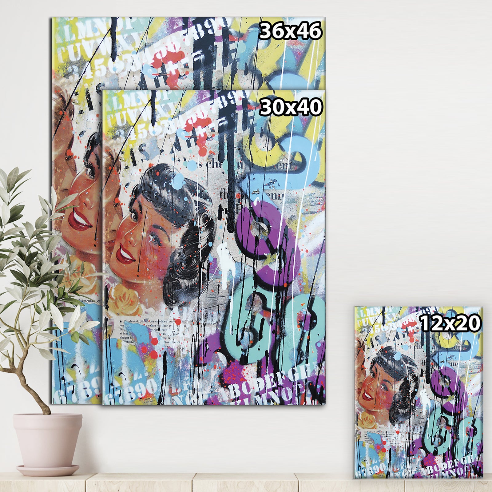 Old Style Newspaper Street Art Collage VII - Modern & Contemporary Canvas Wall Art