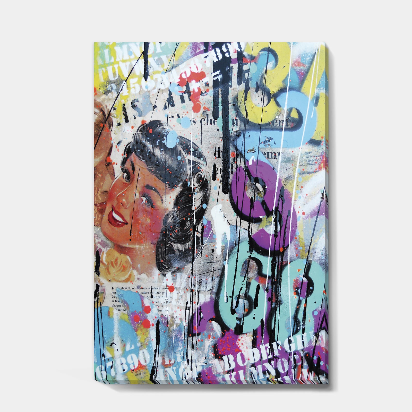 Old Style Newspaper Street Art Collage VII - Modern & Contemporary Canvas Wall Art