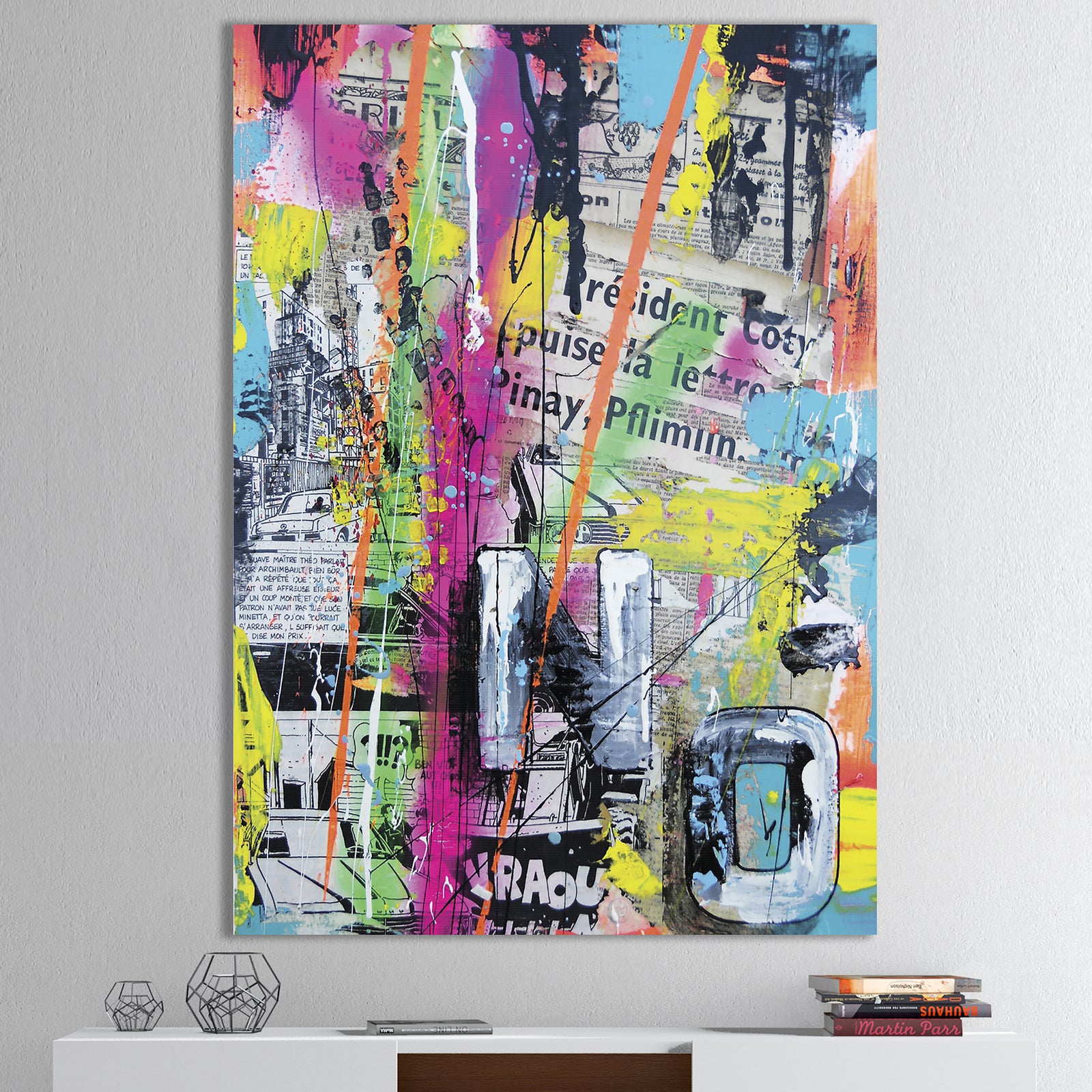 Old Style Newspaper Street Art Collage VIII - Modern & Contemporary Gallery-wrapped Canvas