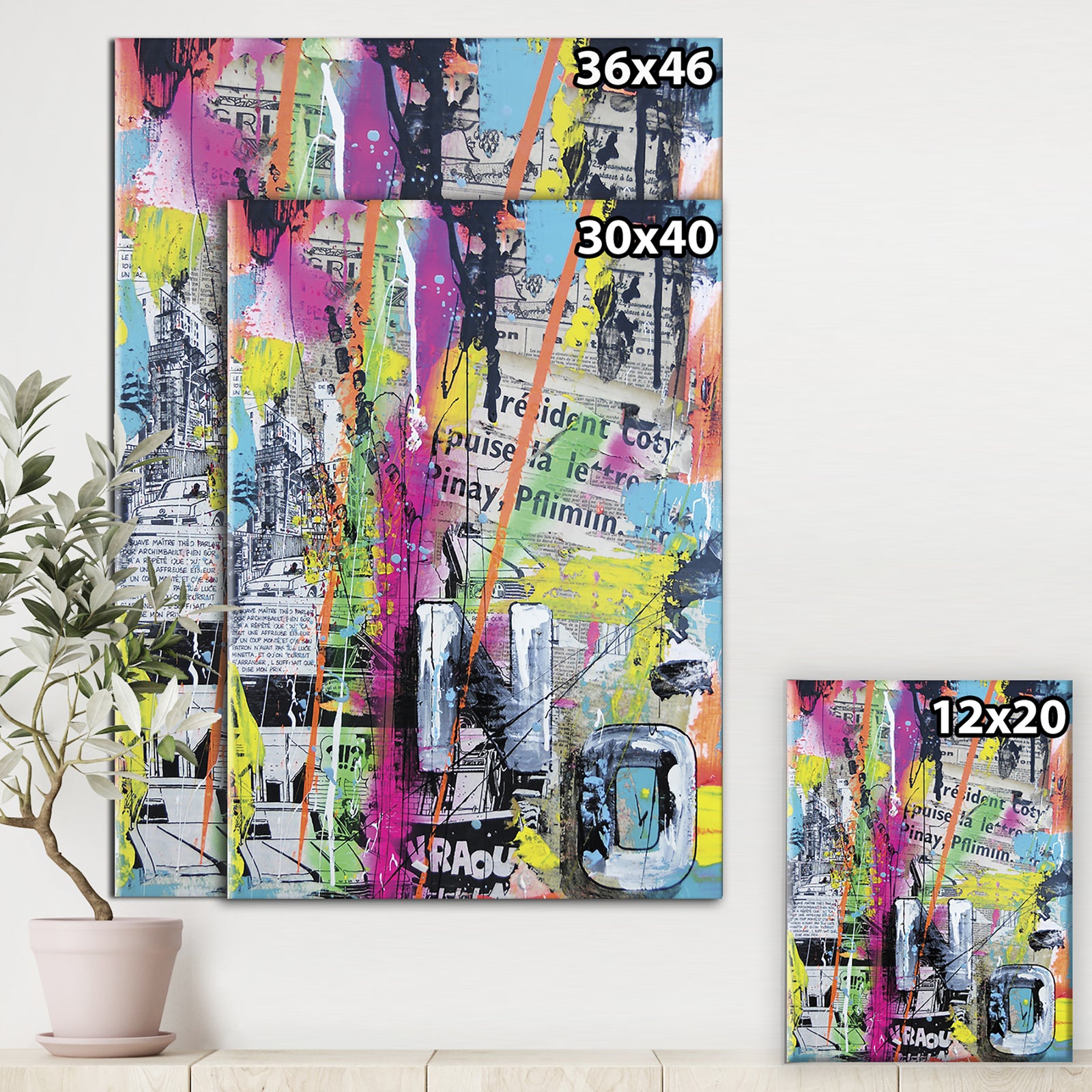 Old Style Newspaper Street Art Collage VIII - Modern & Contemporary Gallery-wrapped Canvas