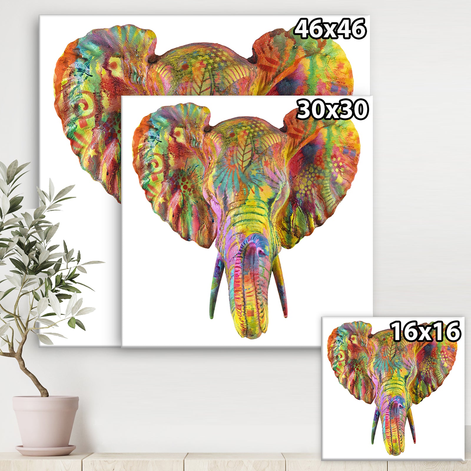 The Curated Nomad 'Rainbow Elephant - Modern and Contemporary Canvas Art Print