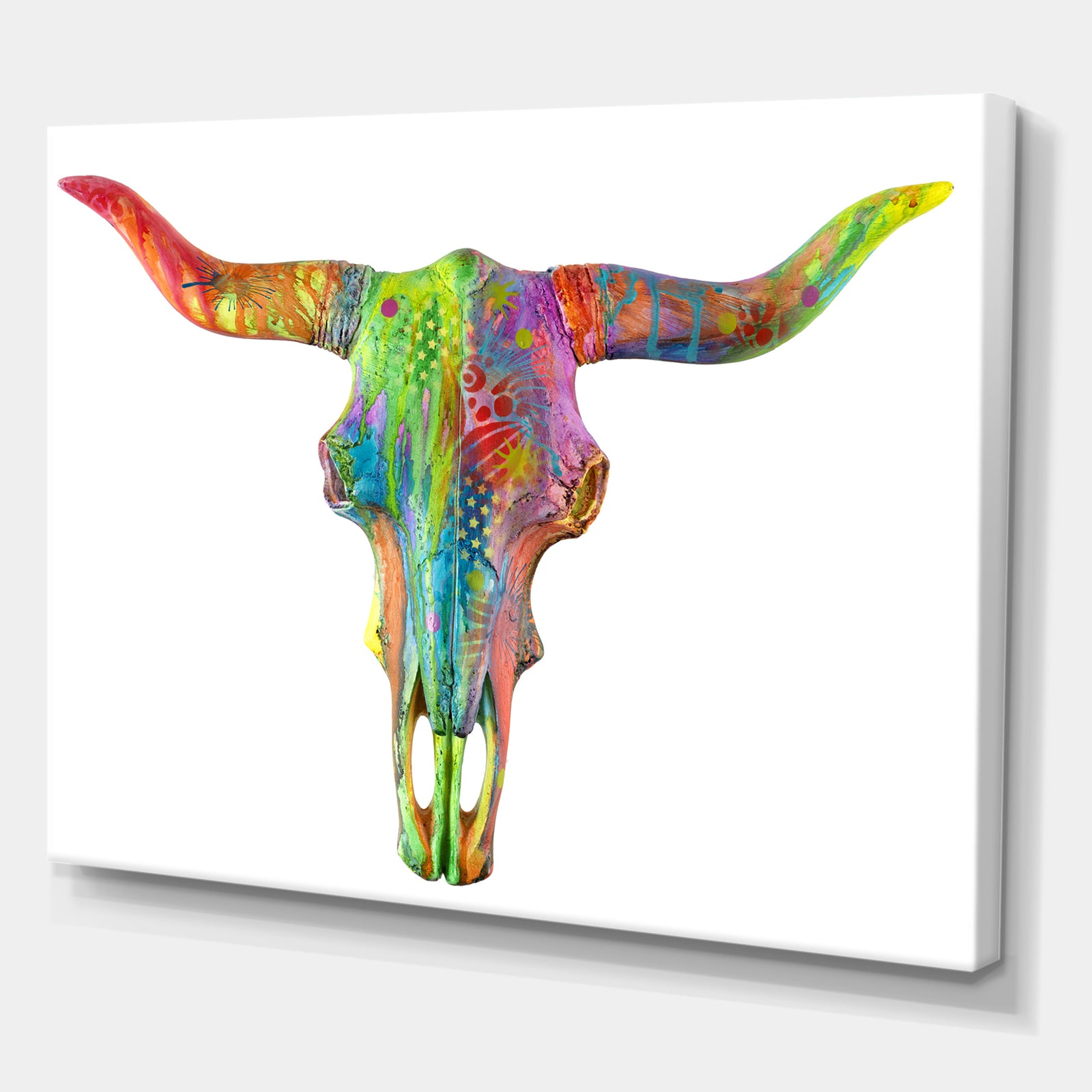 Longhorn Rainbow Skull - Modern & Contemporary Gallery-wrapped Canvas