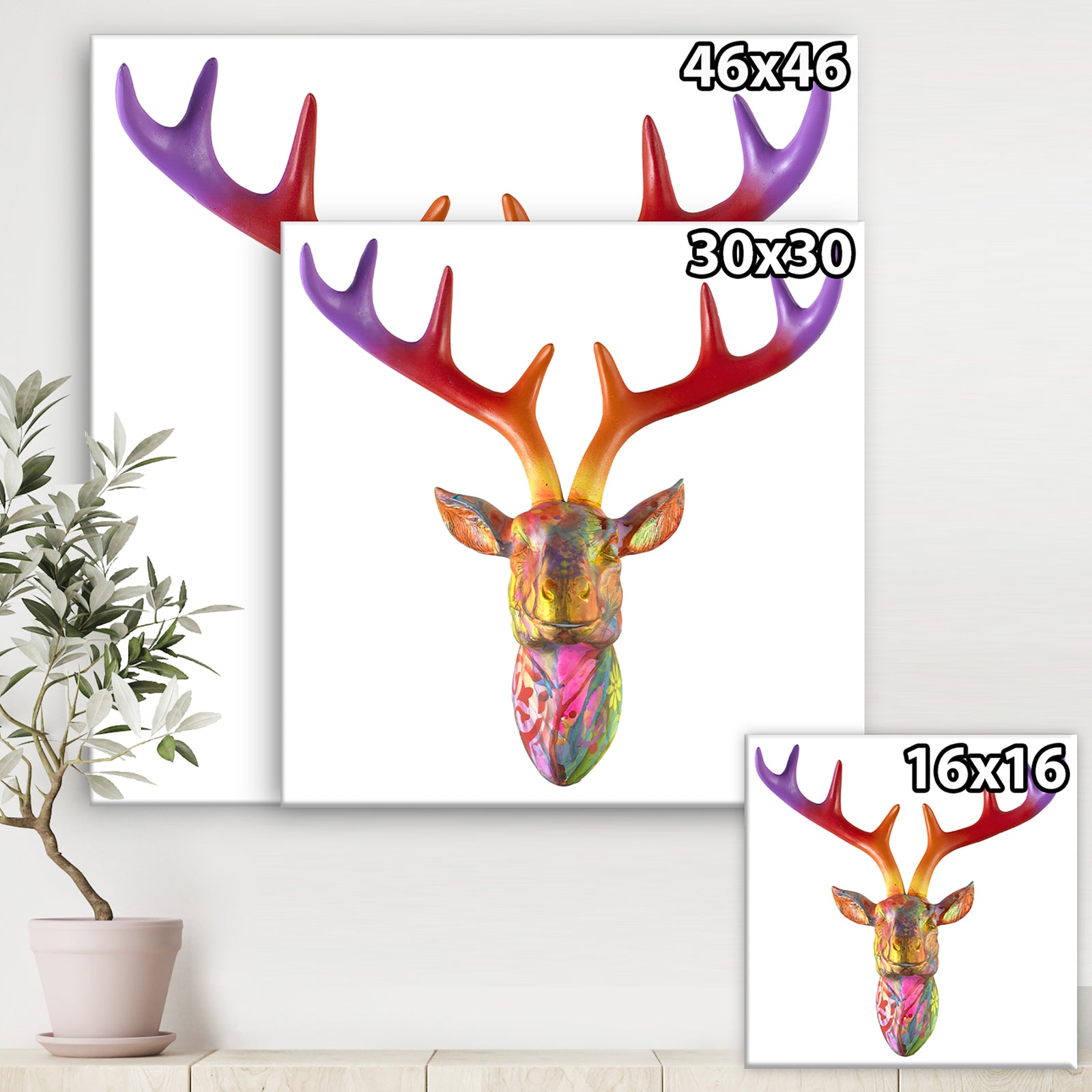 Rainbow Antlers - Modern & Contemporary Canvas Artwork