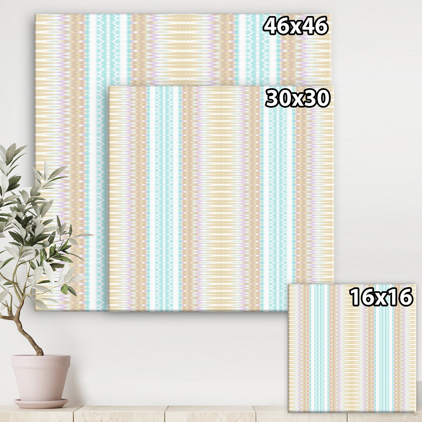 Baby Blue and Brown - Mid-Century Modern Premium Canvas Wall Art
