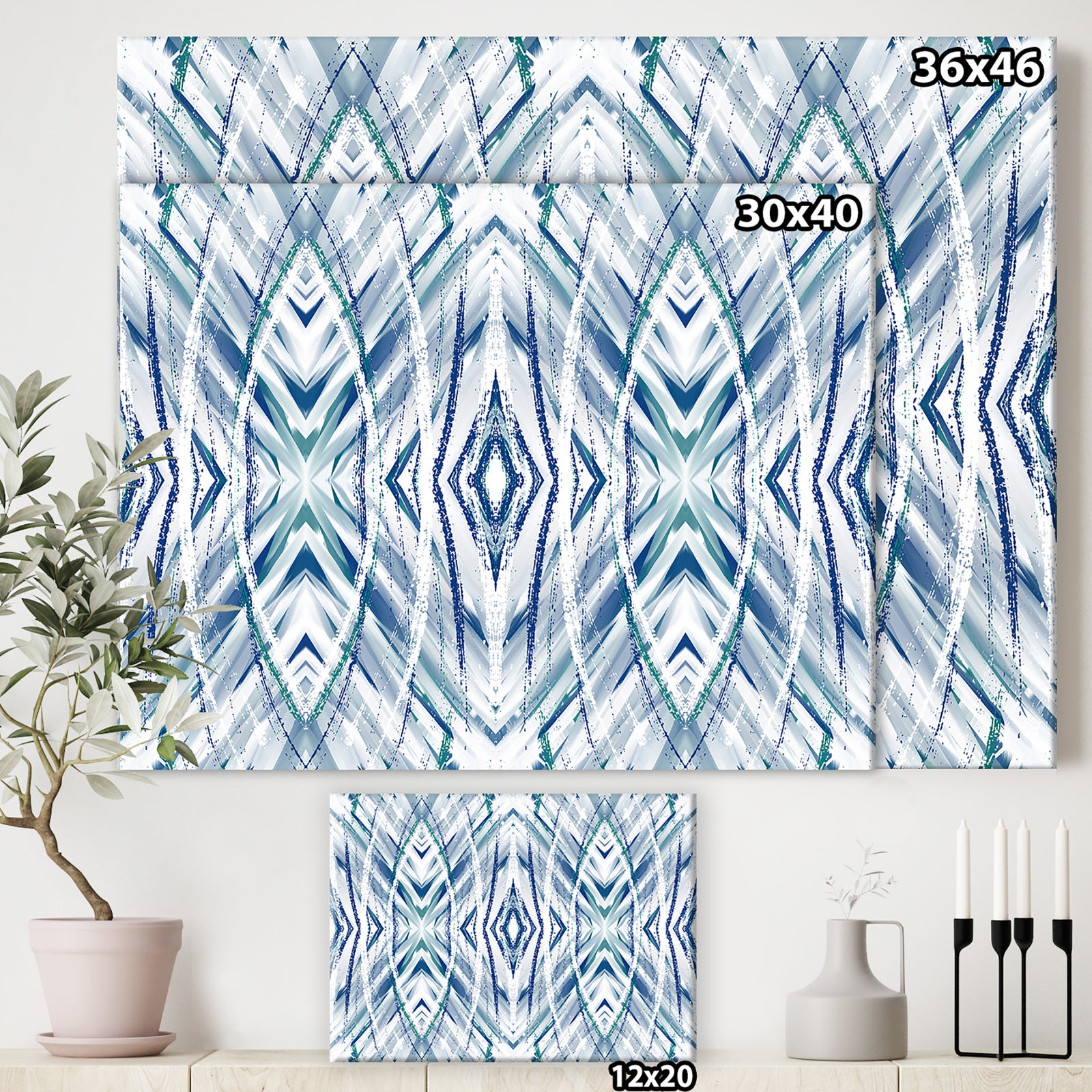 Blue Streaks II - Mid-Century Modern Canvas Wall Art