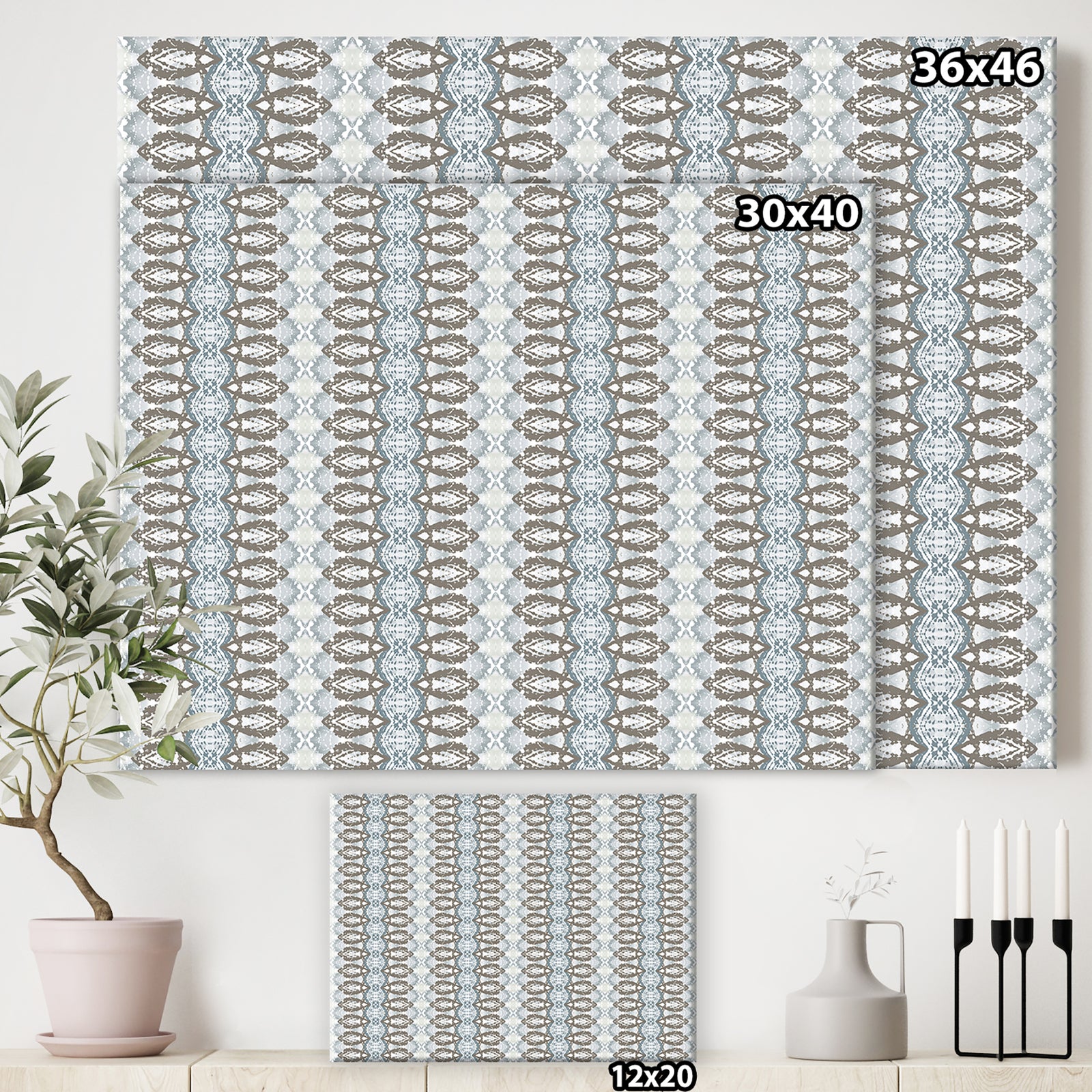 Embossed Teal Pattern III - Mid-Century Modern Canvas Artwork