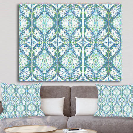 Embossed Teal Pattern V - Mid-Century Modern Premium Canvas Wall Art