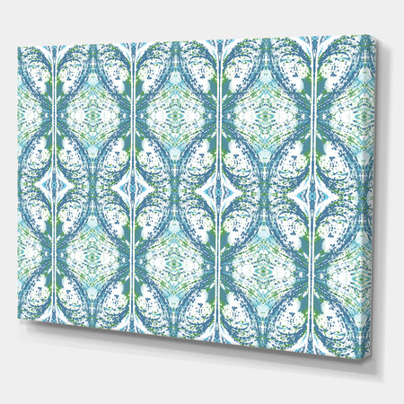 Embossed Teal Pattern V - Mid-Century Modern Premium Canvas Wall Art