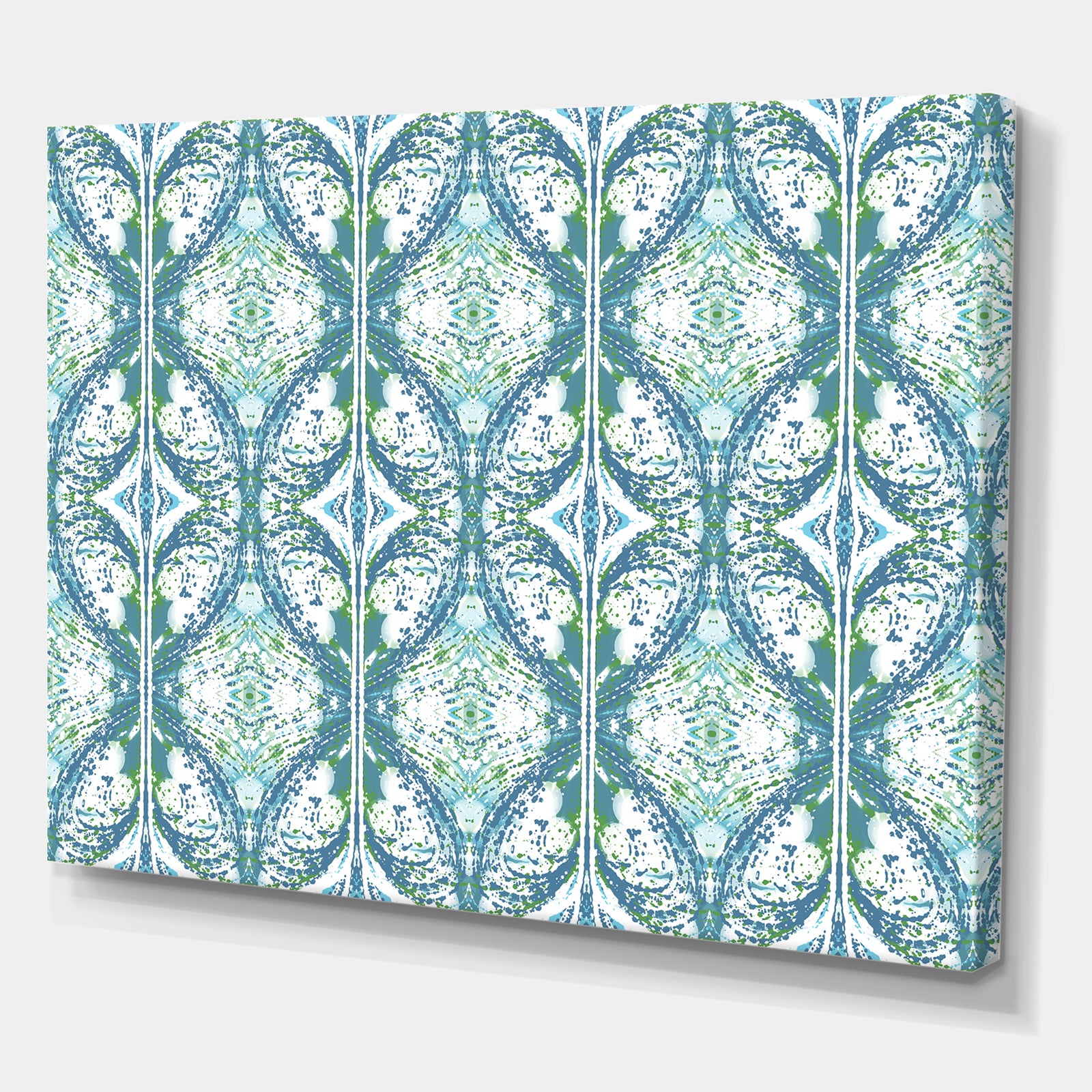 Embossed Teal Pattern V - Mid-Century Modern Premium Canvas Wall Art