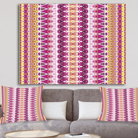 Yellow And Purple Triangular Pattern - Mid-Century Modern Canvas Wall Art