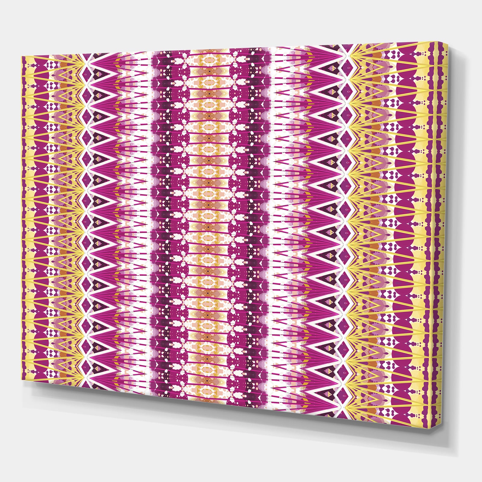Yellow And Purple Triangular Pattern - Mid-Century Modern Canvas Wall Art