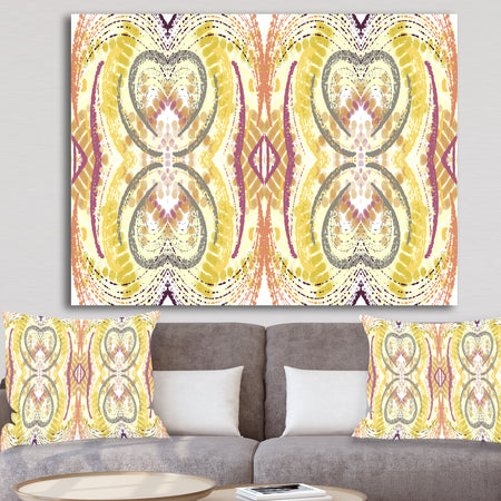 Yellow And Purple Heart Pattern - Mid-Century Modern Canvas Art Print