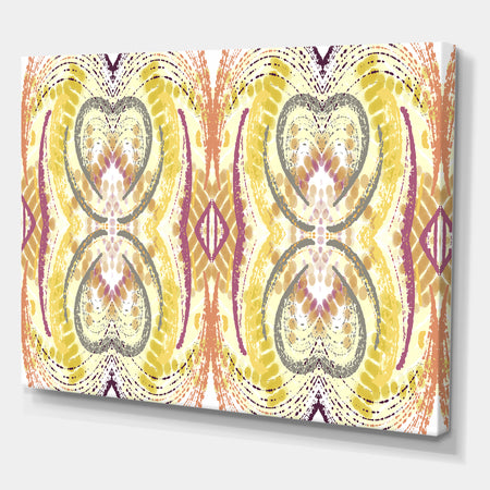 Yellow And Purple Heart Pattern - Mid-Century Modern Canvas Art Print