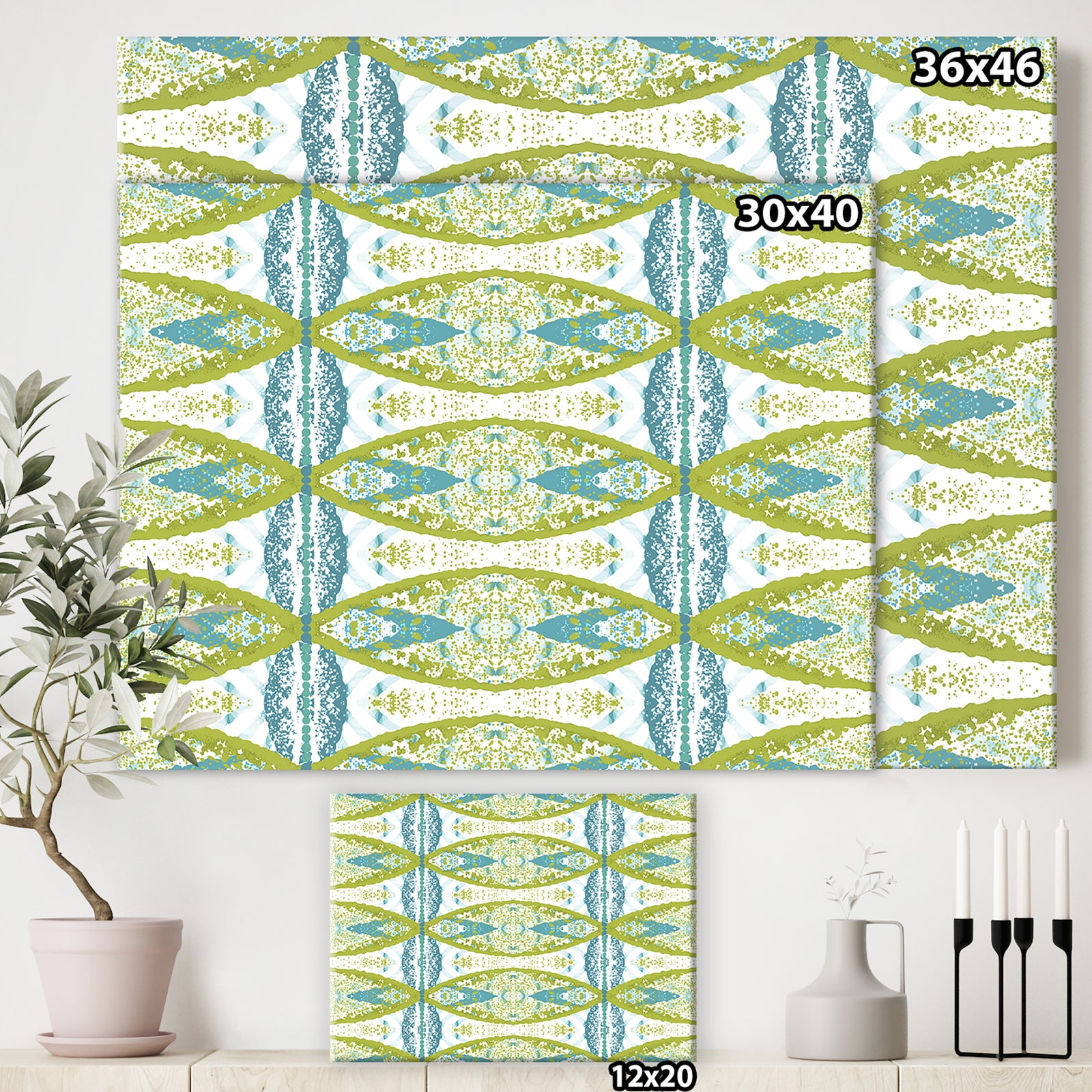 Embossed Teal Pattern II - Mid-Century Modern Gallery-wrapped Canvas