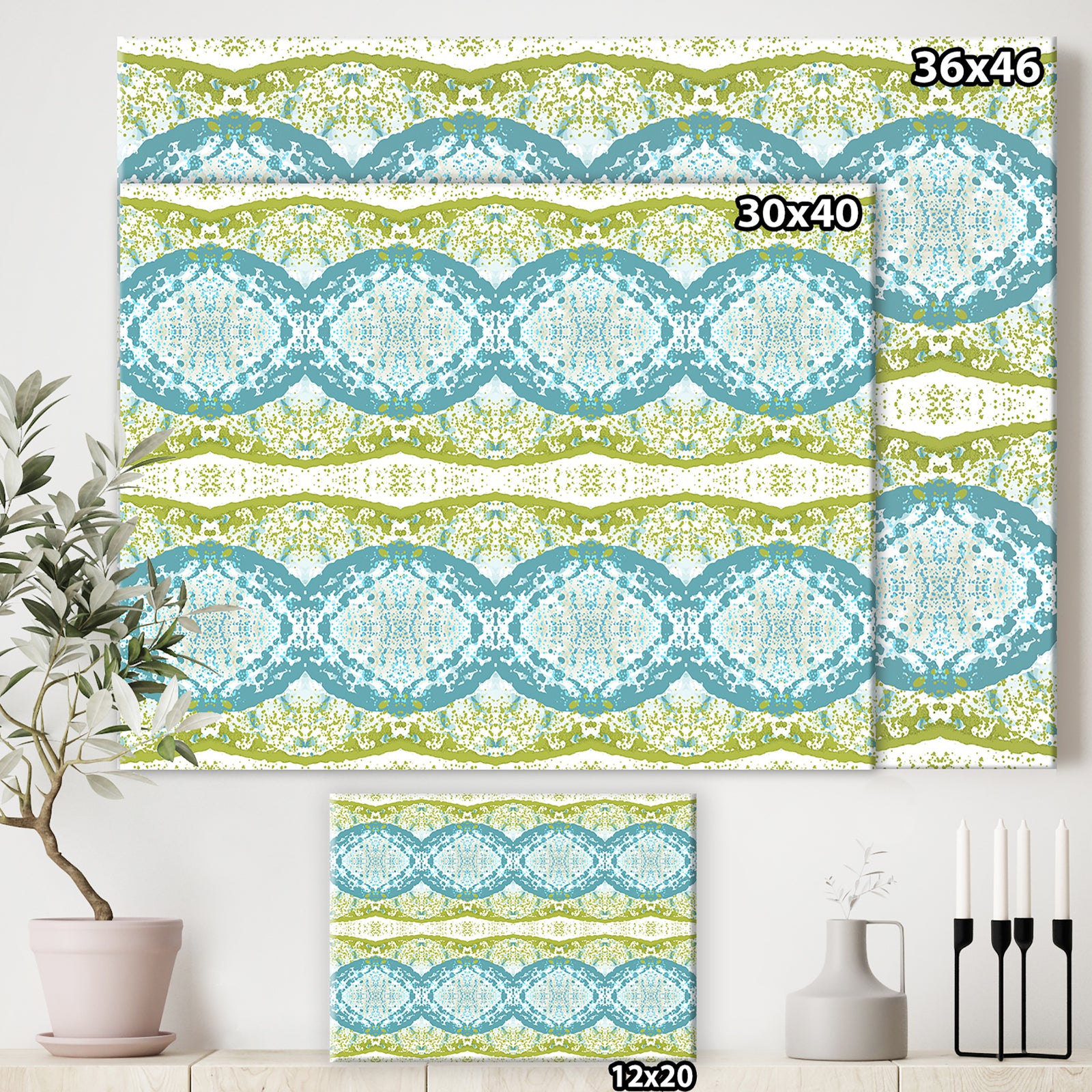 Embossed Teal Pattern IV - Mid-Century Modern Canvas Artwork