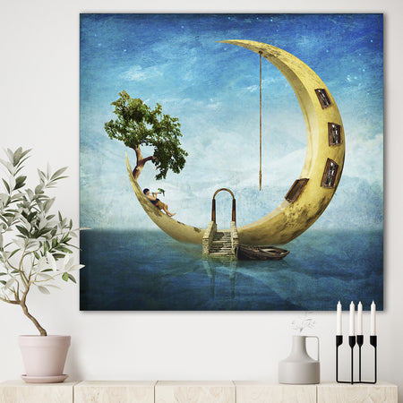 Home Sweet Moon - Modern & Contemporary Canvas Artwork