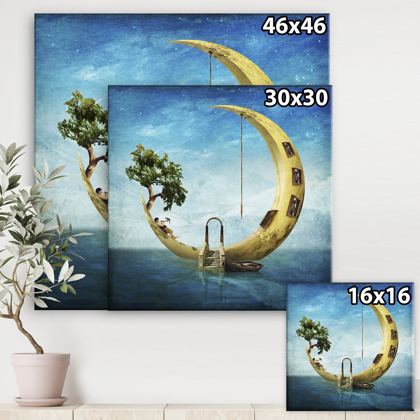Home Sweet Moon - Modern & Contemporary Canvas Artwork
