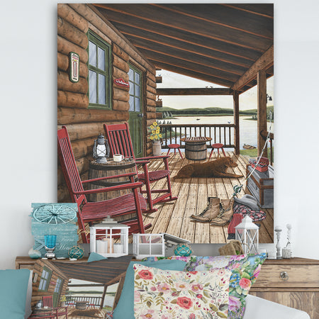 Sleeping Dog At The Lake House - Lake House Canvas Art Print