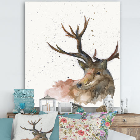 Deer on White - Cottage Canvas Wall Art