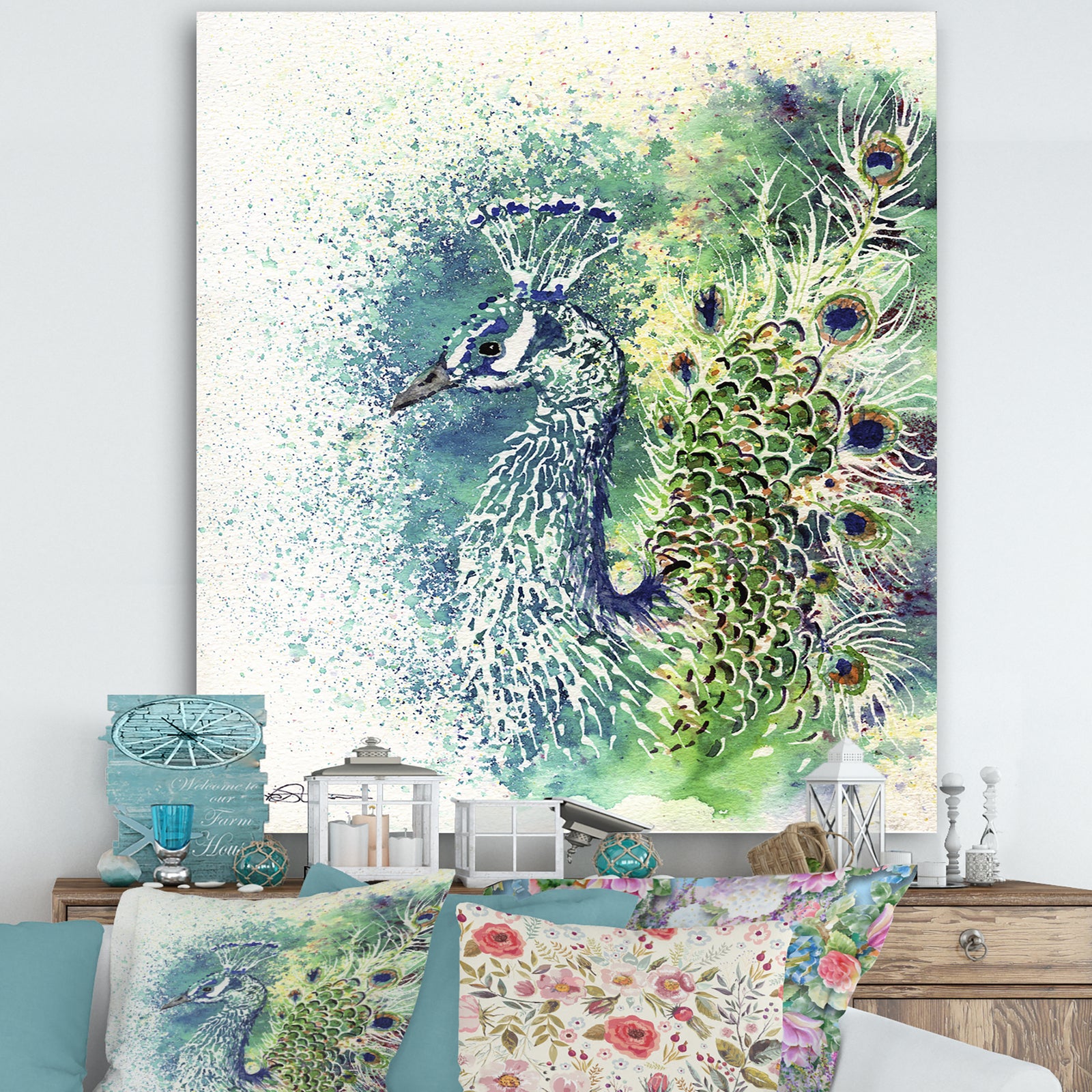 Peacock Bliss - Farmhouse Premium Canvas Wall Art