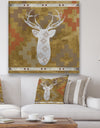 Patterned White Deer Head - Traditional Canvas Art Print