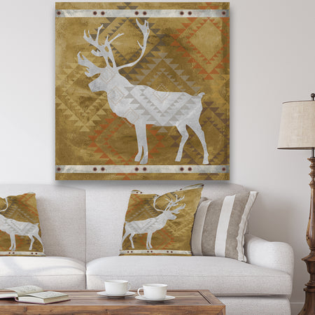 Patterned Walking White Moose - Traditional Gallery-wrapped Canvas