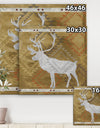 Patterned Walking White Moose - Traditional Gallery-wrapped Canvas