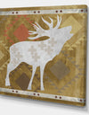 Patterned Howling White Moose - Traditional Canvas Artwork