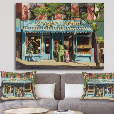 Robot Donut Bakery - Modern & Contemporary Gallery-wrapped Canvas